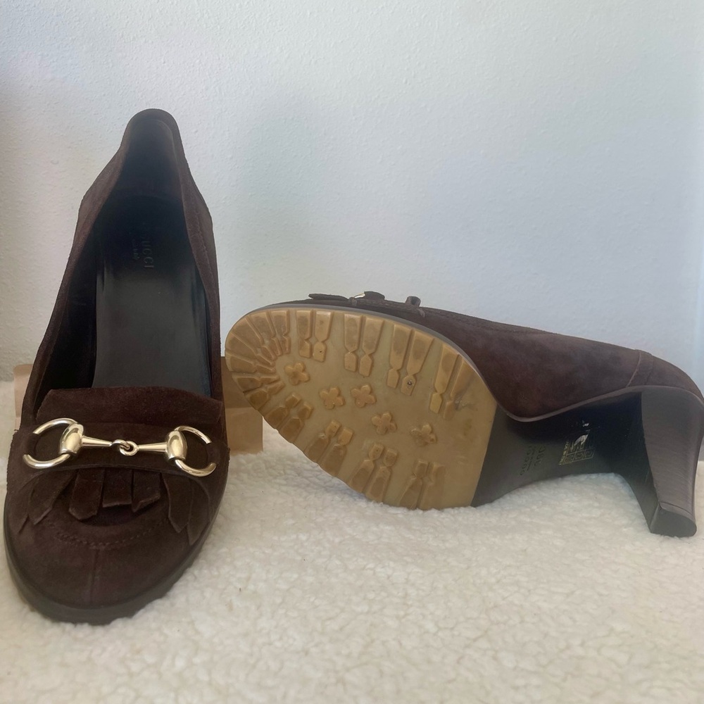 Gucci women’s brown suede high heels shoes, Size EU 39, US 8 - Picture 15 of 15